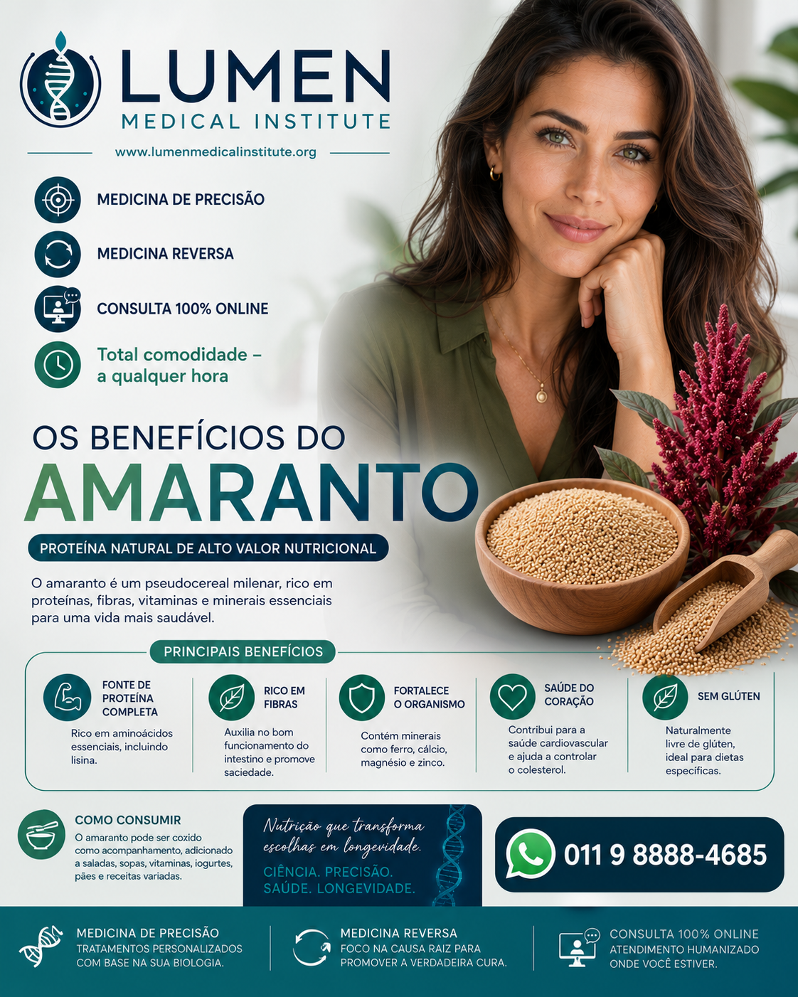 Benefícios do amaranto — proteína completa, fibras, fortalece o organismo, saúde do coração, sem glúten