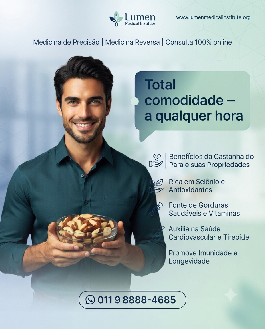 Benefícios da castanha-do-pará — rica em selênio e antioxidantes, gorduras saudáveis e vitaminas, saúde cardiovascular e da tireoide, imunidade e envelhecimento saudável