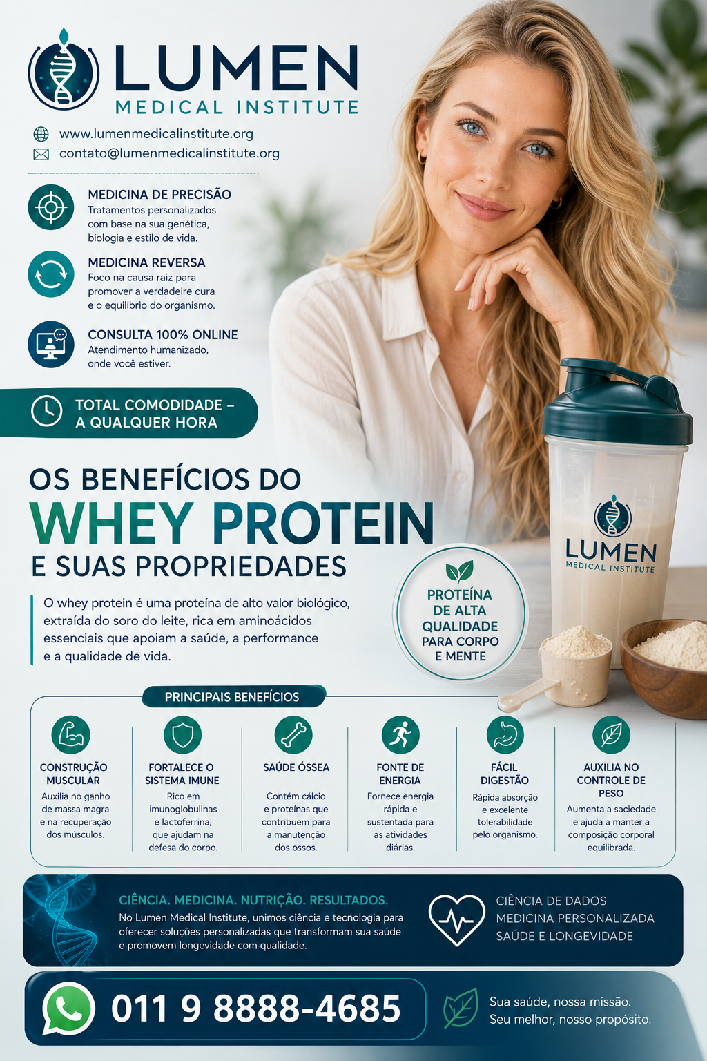 Benefícios do whey protein — construção muscular, fortalece o sistema imune, saúde óssea, energia, fácil digestão e controle de peso